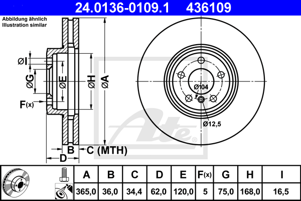Диск гальмівний (передній) BMW X5 (E70) 07-10/X6 (E71) 08-14 (365x36) TRW арт. 24013601091
