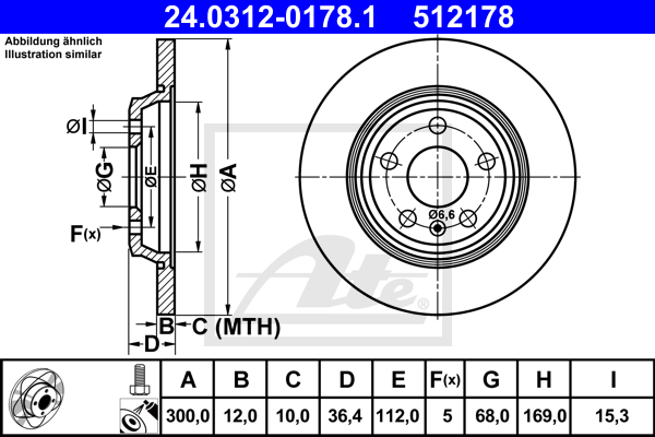 Тормозной диск ZIMMERMANN арт. 24.0312-0178.1