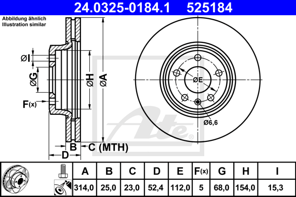 Тормозной диск BREMBO арт. 24.0325-0184.1