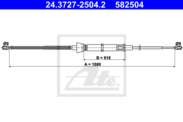 Трос ручника Skoda Fabia 99-08/VW Polo 01-09 (L=1580mm) LPR арт. 24.3727-2504.2