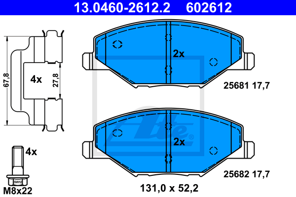 Тормозные колодки дисковые BREMBO арт. 13046026122