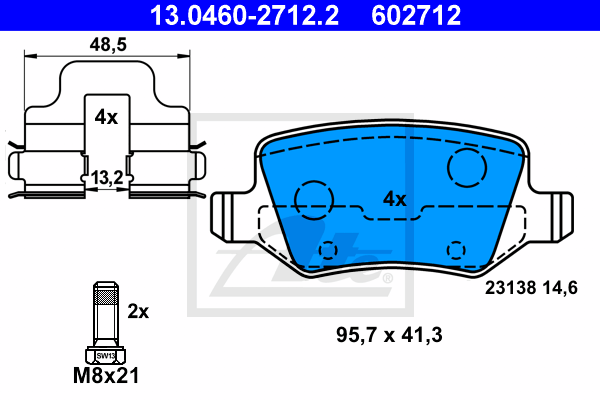 колодки гальмівні дискові, к-кт  арт. 13.0460-2712.2