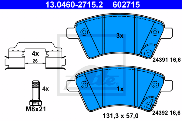 Тормозные колодки дисковые ICER арт. 13046027152