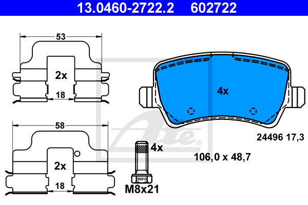 Тормозные колодки дисковые BREMSI арт. 13.0460-2722.2