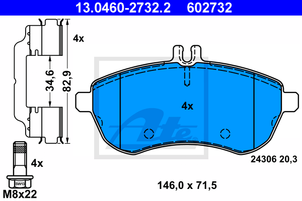 Тормозные колодки дисковые REMSA арт. 13.0460-2732.2