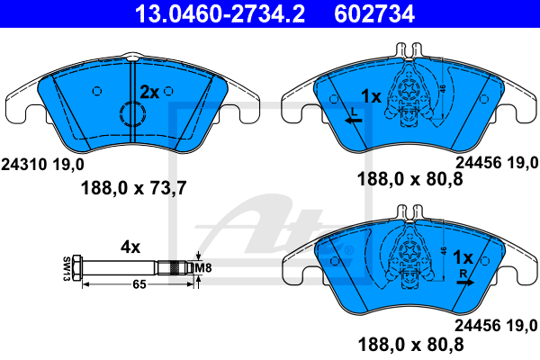 Тормозные колодки дисковые BREMBO арт. 13.0460-2734.2