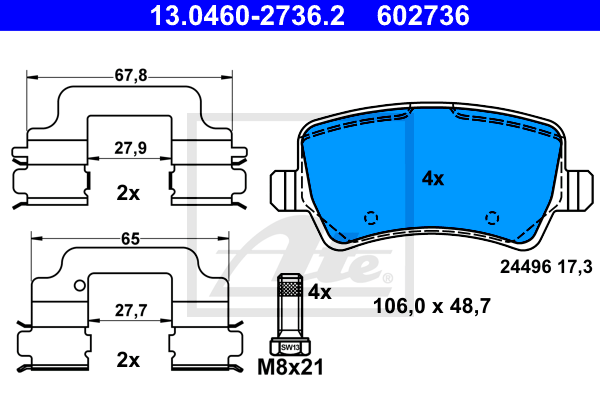 Тормозные колодки дисковые A.B.S. арт. 13.0460-2736.2