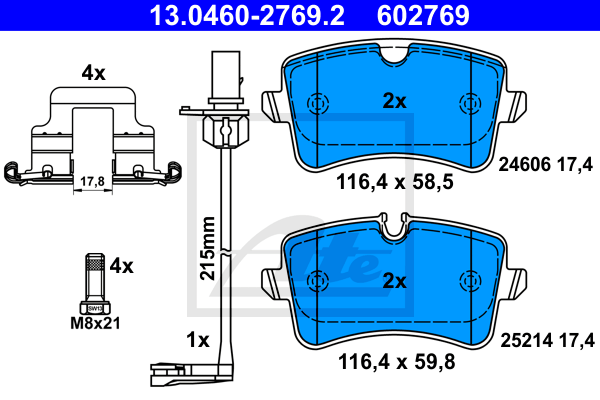 Тормозные колодки задние дисковые REMSA арт. 13.0460-2769.2