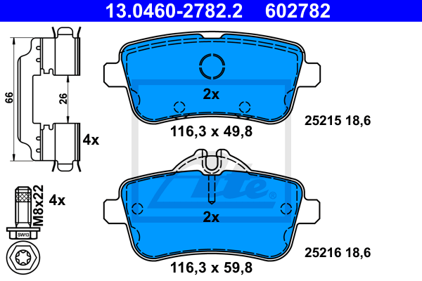 Тормозные колодки дисковые FERODO арт. 13.0460-2782.2