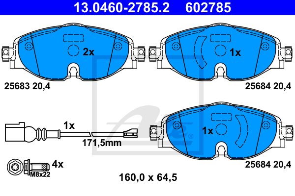 Тормозные колодки передние дисковые EUROREPAR арт. 13.0460-2785.2