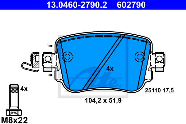 Тормозные колодки задние дисковые NK арт. 13.0460-2790.2