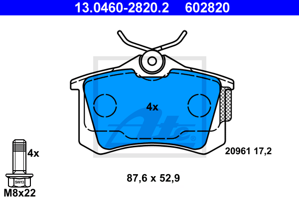 Тормозные колодки дисковые BLUE PRINT арт. 13.0460-2820.2