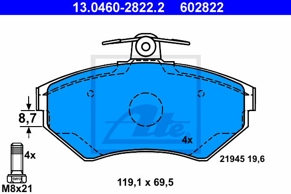 Тормозные колодки дисковые REMSA арт. 13046028222