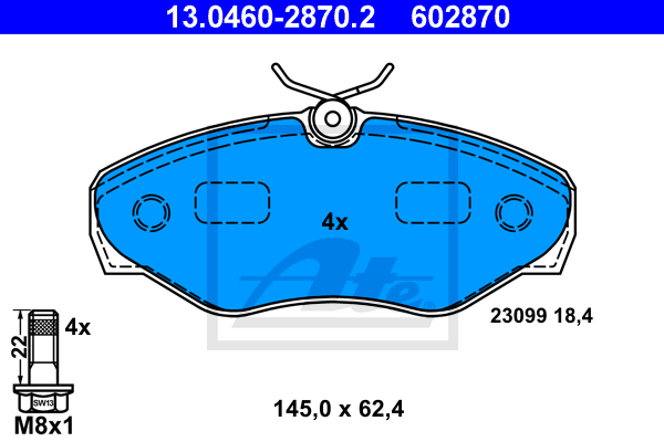 Тормозные колодки дисковые BREMBO арт. 13.0460-2870.2