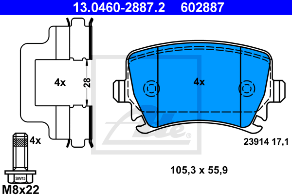 Тормозные колодки дисковые BREMBO арт. 13.0460-2887.2