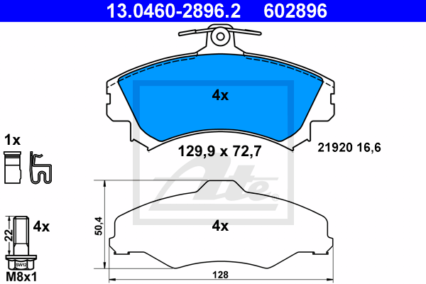 Тормозные колодки дисковые BLUE PRINT арт. 13.0460-2896.2