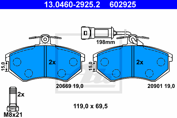 Тормозные колодки дисковые BREMSI арт. 13046029252