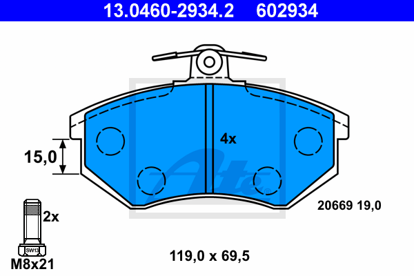 Тормозные колодки передние дисковые LPR арт. 13046029342