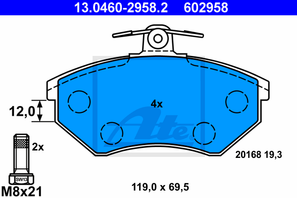 Тормозные колодки дисковые ICER арт. 13046029582