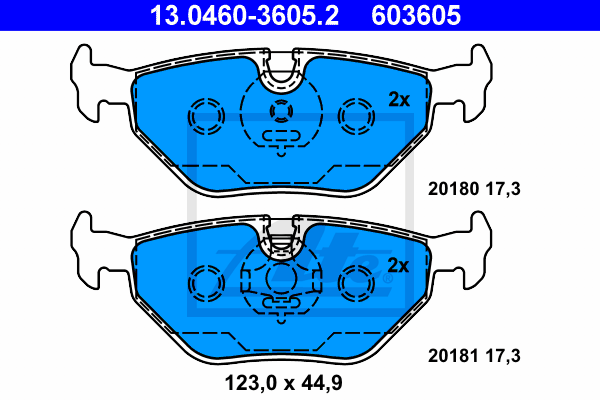 Тормозные колодки задние дисковые WOKING арт. 13.0460-3605.2