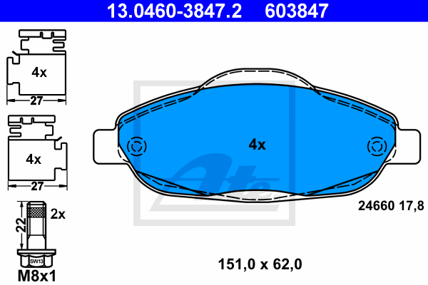 Тормозные колодки дисковые TEXTAR арт. 13046038472