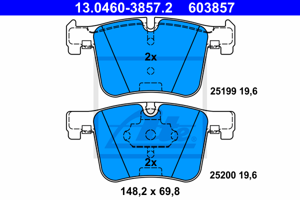 Тормозные колодки передние дисковые BREMBO арт. 13.0460-3857.2