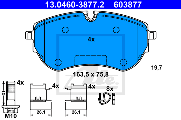 Тормозные колодки дисковые VAG арт. 13.0460-3877.2