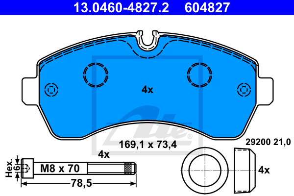 колодки гальмівні дискові, к-кт QUICK BRAKE арт. 13.0460-4827.2