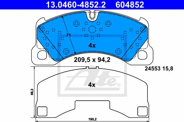 Тормозные колодки дисковые BOSCH арт. 13.0460-4852.2