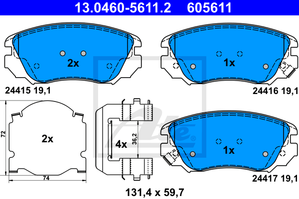 Тормозные колодки передние дисковые A.B.S. арт. 13046056112