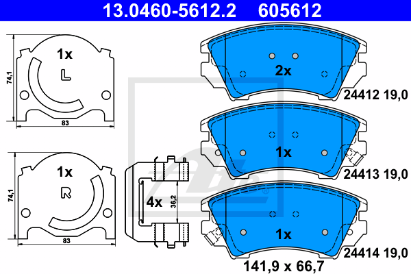 Тормозные колодки дисковые BLUE PRINT арт. 13.0460-5612.2
