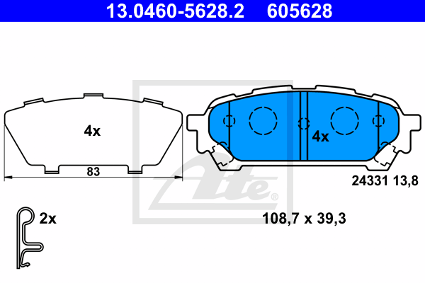 Тормозные колодки дисковые BLUE PRINT арт. 13.0460-5628.2
