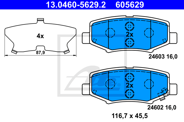 Тормозные колодки дисковые FERODO арт. 13.0460-5629.2