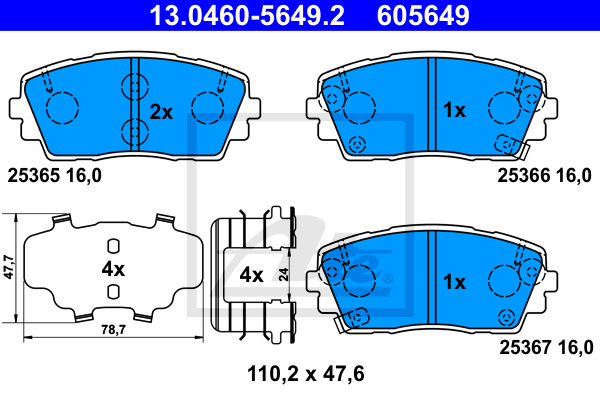 Тормозные колодки дисковые  арт. ATE 13.0460-5649.2