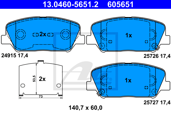 Тормозные колодки дисковые REMSA арт. 13046056512