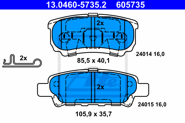 Тормозные колодки задние дисковые TEXTAR арт. 13.0460-5735.2