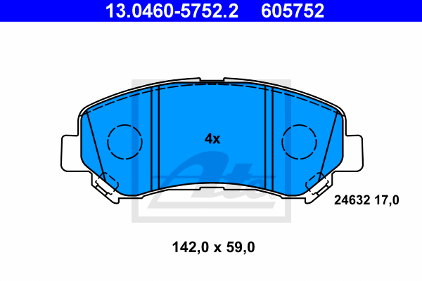 Тормозные колодки дисковые EUROREPAR арт. 13.0460-5752.2