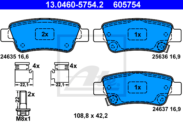 Тормозные колодки дисковые BLUE PRINT арт. 13.0460-5754.2