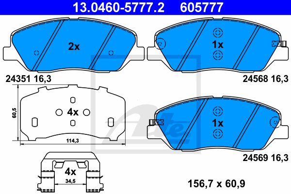 Тормозные колодки дисковые BREMBO арт. 13.0460-5777.2