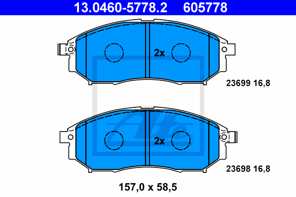 Тормозные колодки передние дисковые BOSCH арт. 13.0460-5778.2