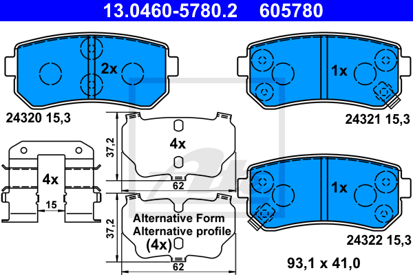 Тормозные колодки дисковые BREMBO арт. 13.0460-5780.2