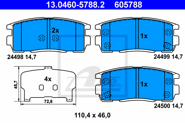 Тормозные колодки дисковые EUROREPAR арт. 13.0460-5788.2