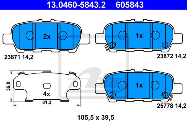 Тормозные колодки дисковые FERODO арт. 13.0460-5843.2