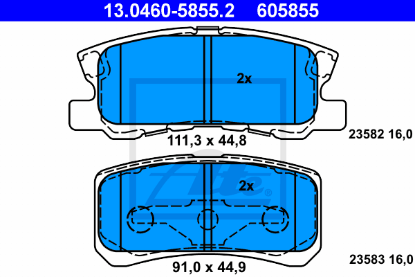 Тормозные колодки задние дисковые MEYLE арт. 13.0460-5855.2