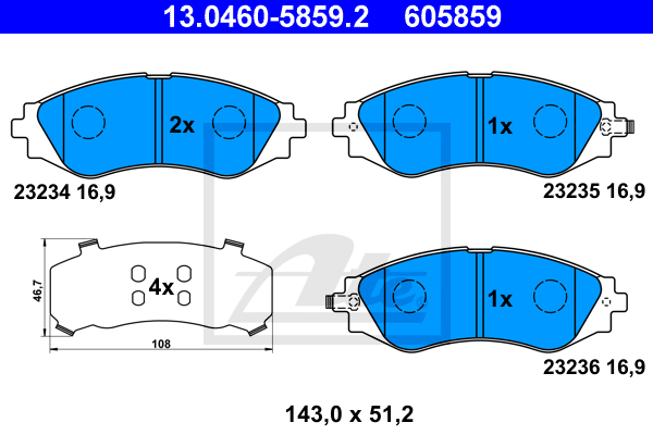 Тормозные колодки передние дисковые REMSA арт. 13046058592