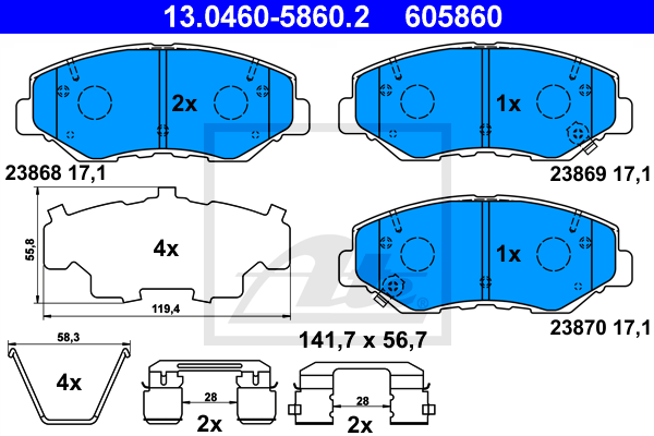 Тормозные колодки дисковые BREMBO арт. 13.0460-5860.2