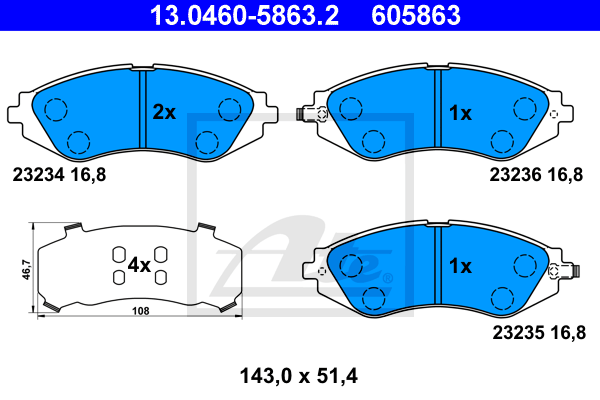Тормозные колодки передние дисковые ICER арт. 13046058632