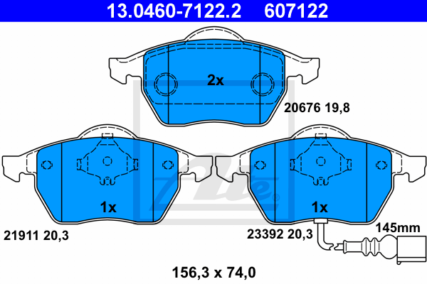 Тормозные колодки дисковые BRECK арт. 13.0460-7122.2