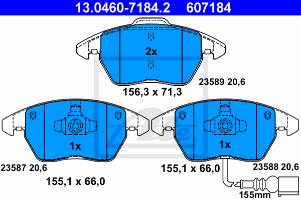 Тормозные колодки дисковые ABE арт. 13.0460-7184.2