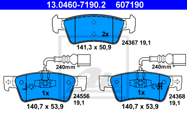 Тормозные колодки дисковые ASAM арт. 13.0460-7190.2